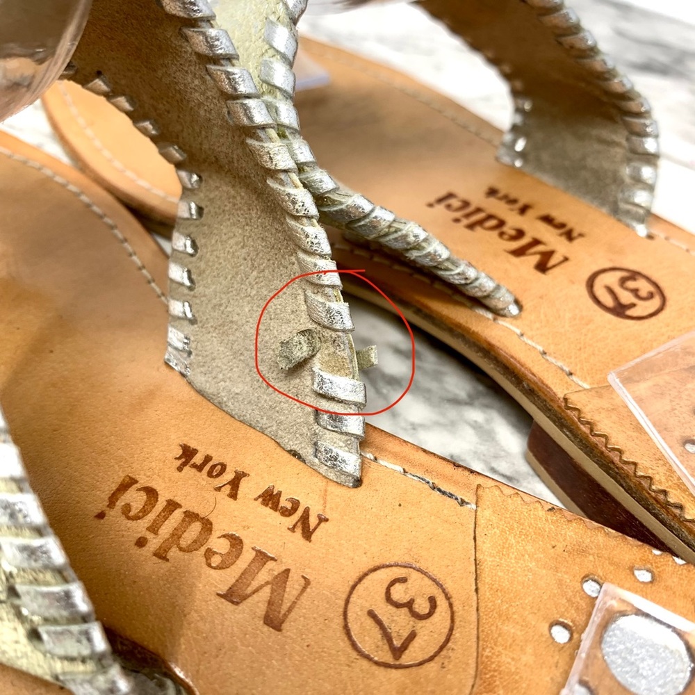Medici Medallion Whip-Stitch Sandal 37 Metallic Bohemian Southern Belle Preppy - Picture 7 of 12